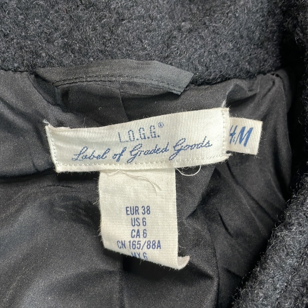 H&M Black Wool-Blend Pea Coat - Picture 2 of 11